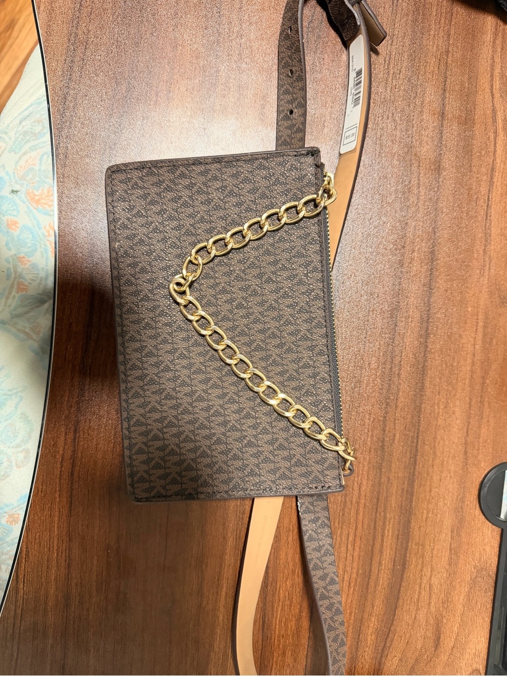 Brown Chain Accent Crossbody Bag